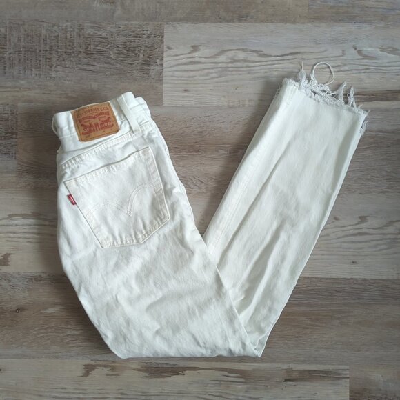 Levi's 501 Distressed High Rise Straight Leg Jeans - Picture 2 of 6